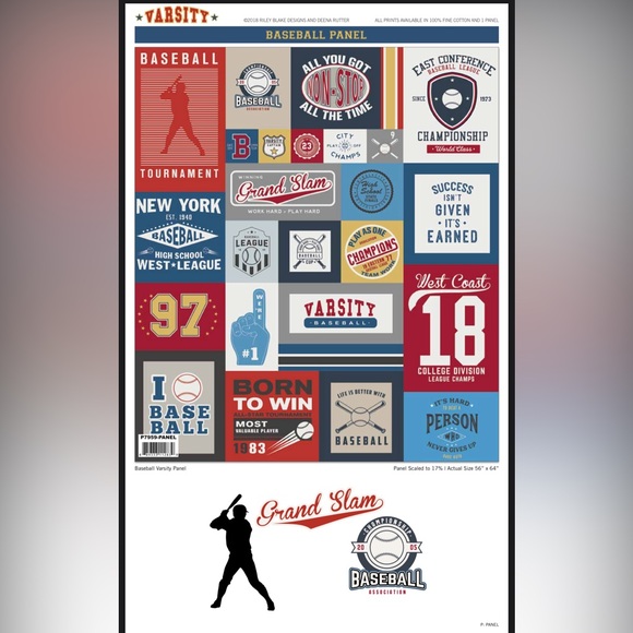 Riley Blake Designs Varsity Baseball Panel by Deena Rutter. - Picture 3 of 3